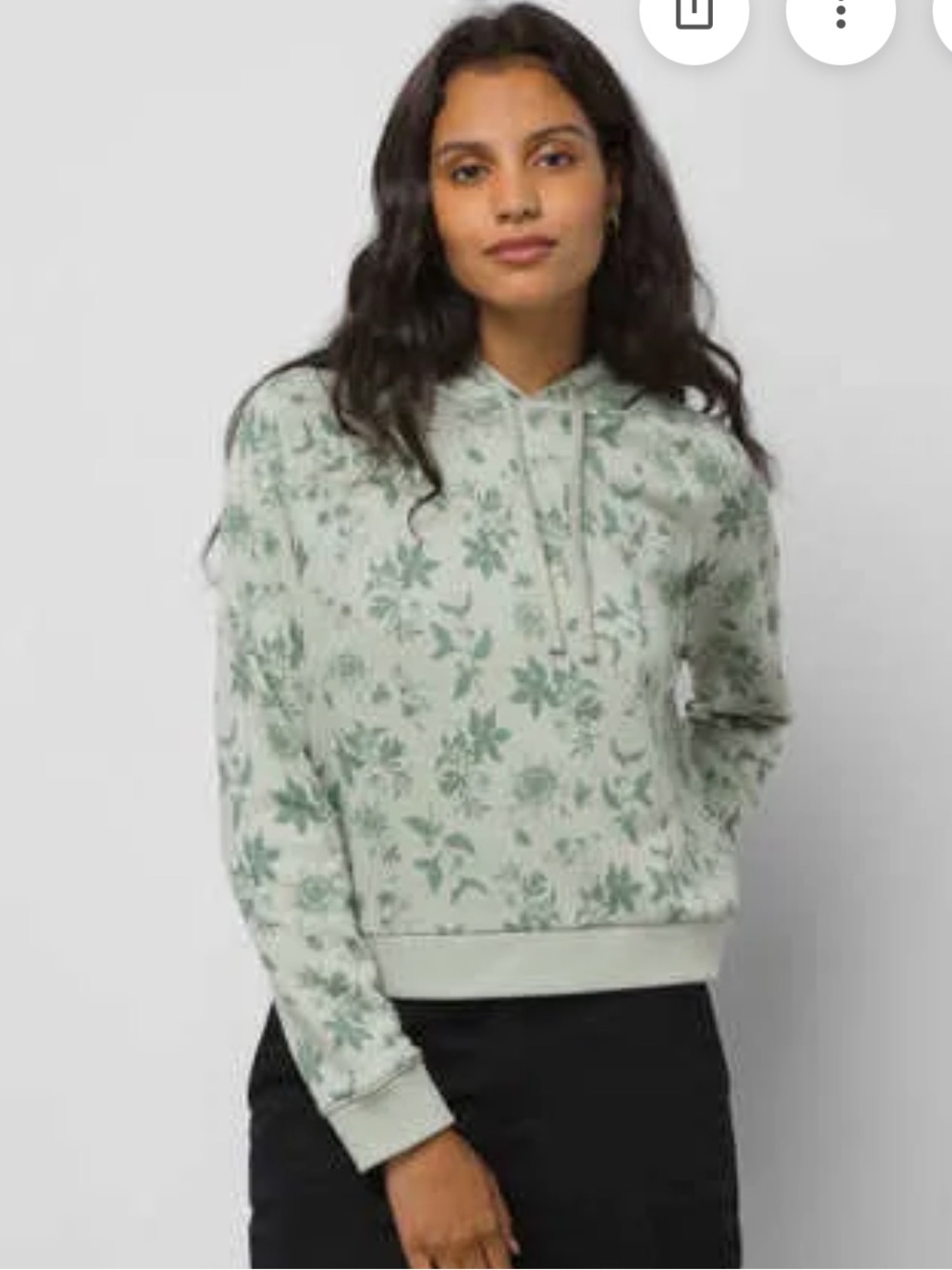 Vans Feel Good Boxy Green Floral Pullover Hoodie Size: Medium